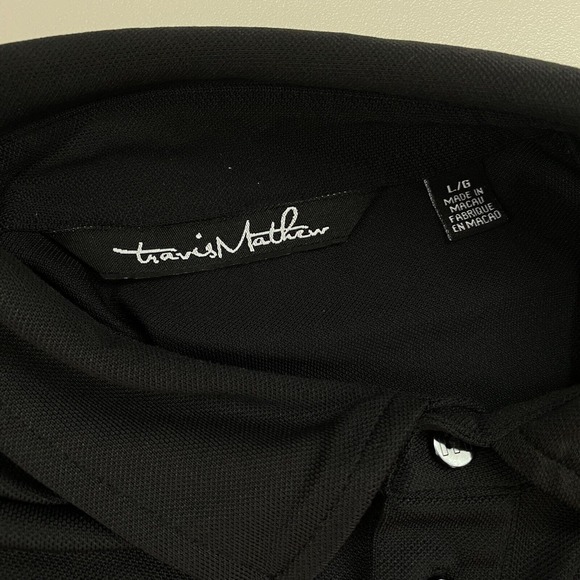Travis Mathew Polo Shirt Mens Large Winged Solid Black Logo Pocket Short Sleeve - Picture 11 of 14